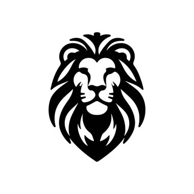 Aslan yüzlü logo simgesi siluet vektör sanatı 