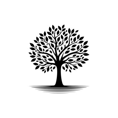 Basit ağaç vektörü illüstrasyon silueti