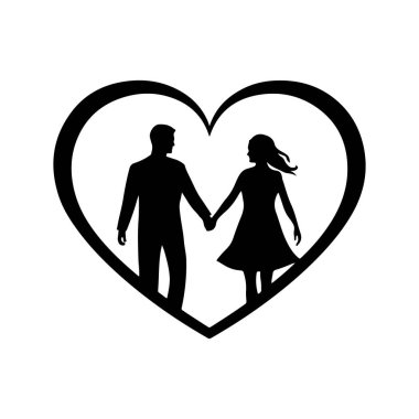 Sevgililer Günü tipografi silüeti vektör çizimi