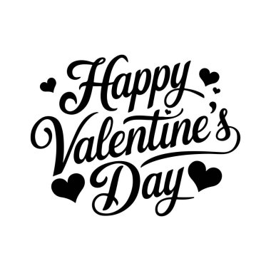 Sevgililer Günü tipografi silüeti vektör çizimi