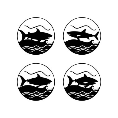 balık logosu siluet vektör çizimi