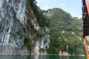 a boat in Khao Sok national park in thailand  clipart