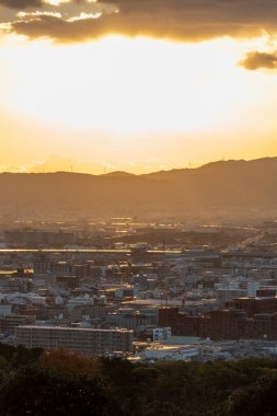 a view of the sunset over Kyoto, Japan. High quality photo clipart