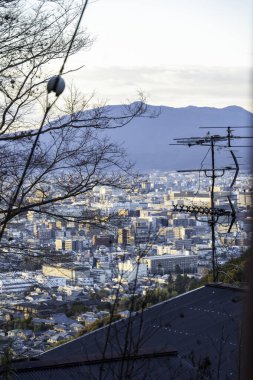 a view of the sunset over Kyoto, Japan. High quality photo clipart