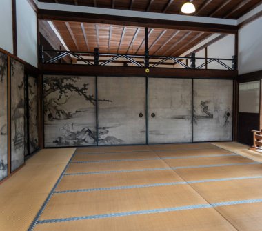 Gion 'daki geleneksel Japon odası. Yüksek kalite fotoğraf