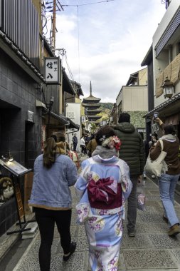 Kyoto, Japan - Dec 27 2024: walking through Gion, Japan . High quality photo clipart