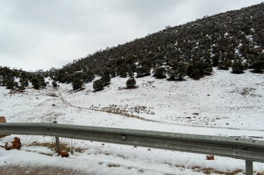 Hafif karlı bir Fas manzarası. Yüksek kalite fotoğraf
