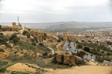 Fes Fas 'taki eski Medine manzarası. Yüksek kalite fotoğraf