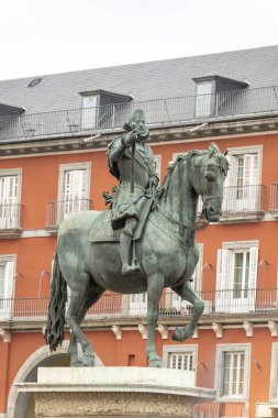 Madrid 'deki Plaza Mayor, İspanya. Yüksek kalite fotoğraf