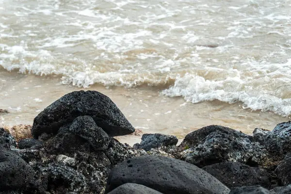 Poiupu sahilinin kayalık kıyısı. Yüksek kalite fotoğraf