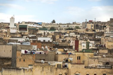 Fes Fas 'taki eski Medine manzarası. Yüksek kalite fotoğraf