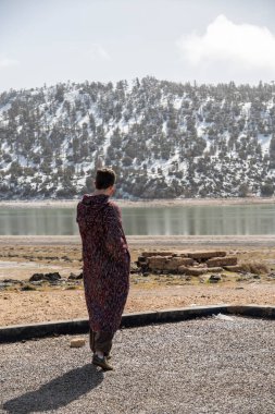 Hafif karlı bir Fas manzarası. Yüksek kalite fotoğraf
