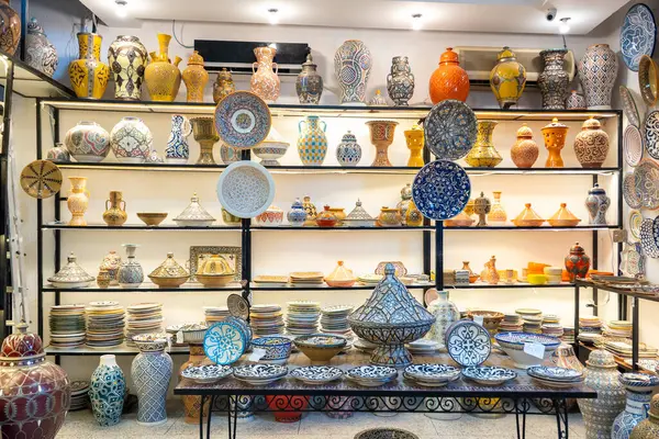 Fez, Fas 'ta el yapımı çömlek. Yüksek kalite fotoğraf