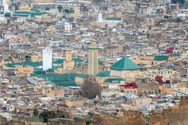 Fes Fas 'taki eski Medine manzarası. Yüksek kalite fotoğraf