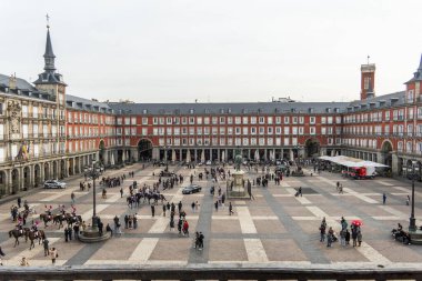 Madrid 'deki Plaza Mayor, İspanya. Yüksek kalite fotoğraf