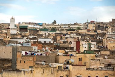Fes Fas 'taki eski Medine manzarası. Yüksek kalite fotoğraf