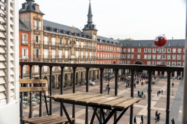 Madrid 'deki Plaza Mayor, İspanya. Yüksek kalite fotoğraf