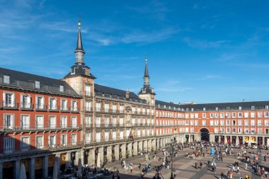Madrid 'deki Plaza Mayor, İspanya. Yüksek kalite fotoğraf