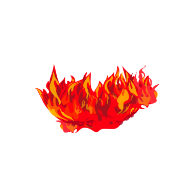 Arkaplanı olmayan yanan bir alev simgesinin gösterimi