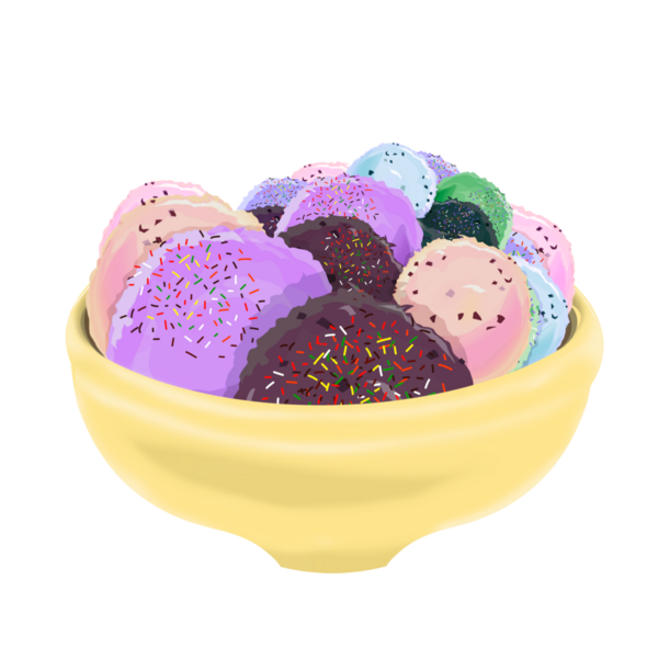 Bir kase şekerli ve çikolatalı top kek.