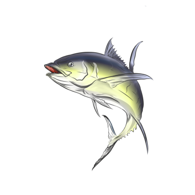 Arkadan atlayan sarı yüzgeçli ton balığının vektör çizimi