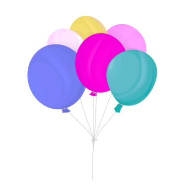 Arka plan olmadan birbirine bağlanmış renkli balonlar.