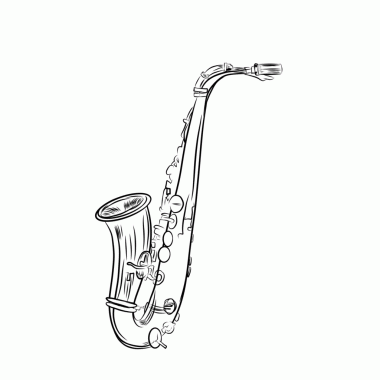 Beyaz arkaplanda saksafon çizimi