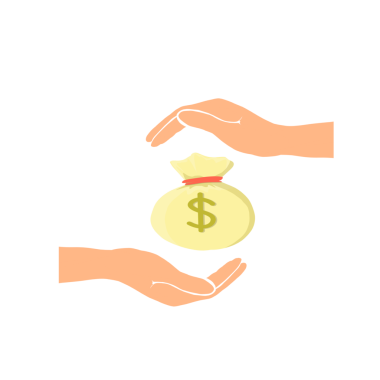 İki el bir çanta para verir ve alır.