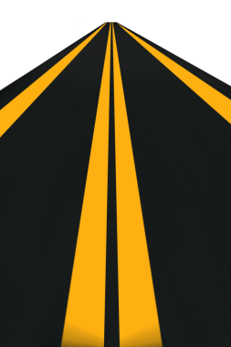 Arkaplansız asfalt yolda sarı çizgiler