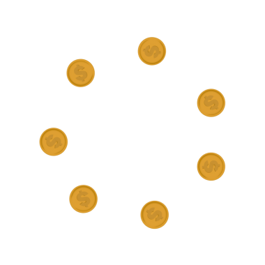 altın renkli birkaç madeni para arka planda olmayan bir çember oluşturuyor.