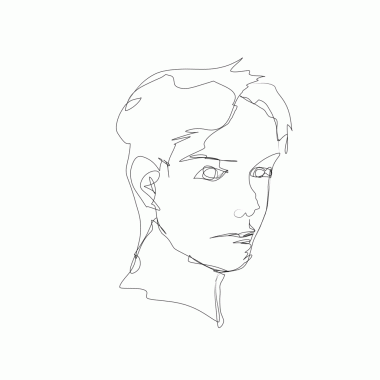 Beyaz arka planda bir adamın kafasının çizimi