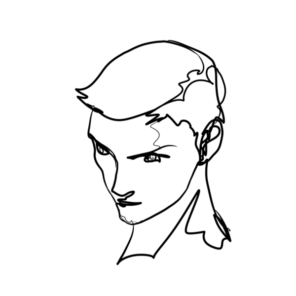 Beyaz arka planda bir adamın kafasının çizimi