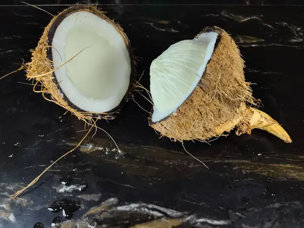 Hindistan cevizli kentolar ikiye bölünmüş eski bir hindistan cevizinin içinde