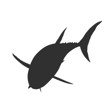 Geçmişi olmayan büyük bir ton balığının silüeti.