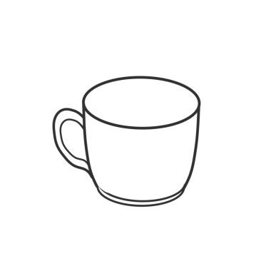 Siyah çizgiler, arka planda olmayan bir bardak oluşturur.