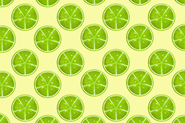 yeşil arka planda limonlu, dikişsiz desen