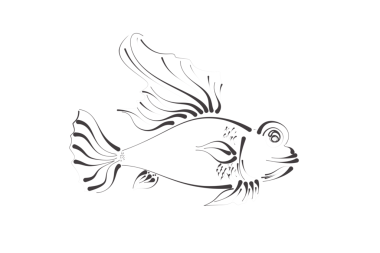 Beyaz arkaplanda şirin soyut balık resmi