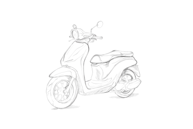 Beyaz arkaplanlı motosiklet çizimi