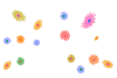Geçmişi olmayan renkli çiçek elementleri dizisi