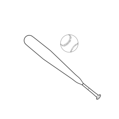 baseball and bat without background