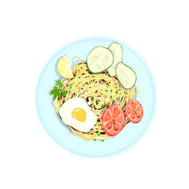 a plate of Acehnese fried noodles with a fried egg