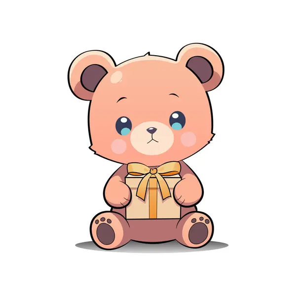 Üzgün Ayı Çizgi Filmi, Tutma Hediyesi, Sevimli Hayvan, Vektör Grafiği.