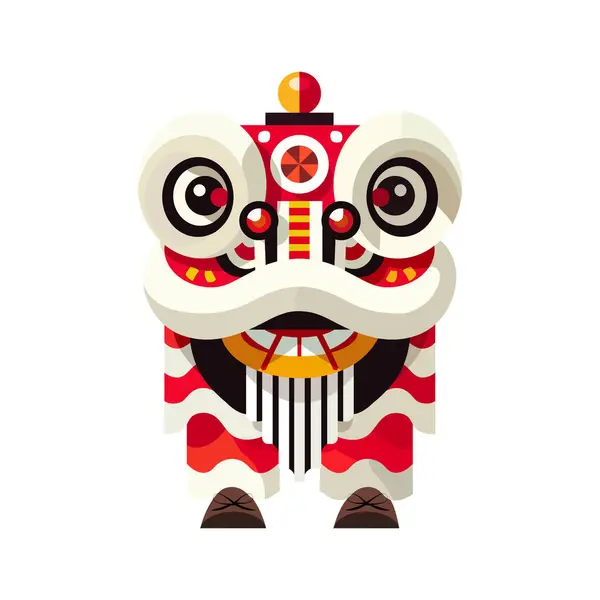 3 Boyutlu Çin Yeni Yılı Aslan Dansı Maskot Vektörü Grafiği