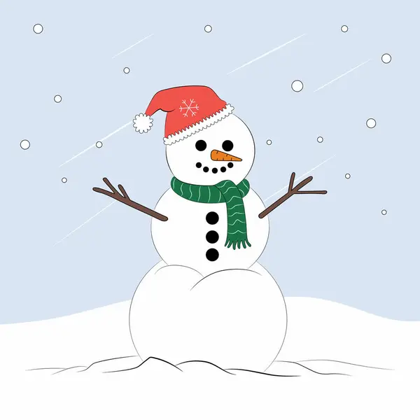 Neşeli Kardan Adam Karakter Tasarımı, Kış Temalı Vektör İllüstrasyonu