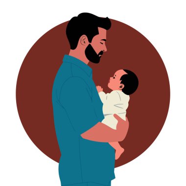 Sevilen Baba Renkli Vektör Çizim Yan Profili