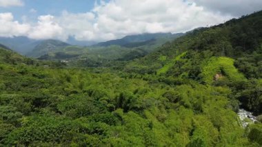 Kolombiya And Dağları 'ndaki Majestic Farallones de Cali Ulusal Doğal Park Dağları' nın havadan görünüşü. Yüksek kalite 4k görüntü
