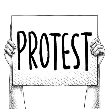 İşleme tekniği kullanılarak yapılan protestolara el kaldırma.
