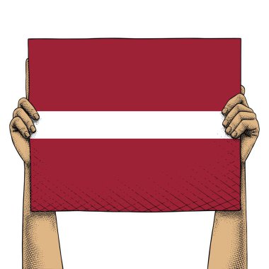 El, İşleme Tekniğinde Letonya Bayrağını Gösteren İşareti Kaldırır