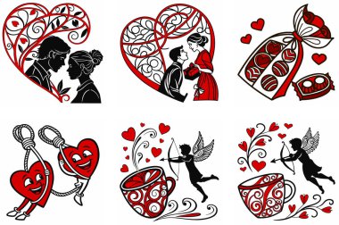 Discover the charm of Valentines Day with our intricate vector line art 