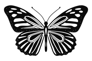 Kelebek siluetlerinin, yoncaların, kahve fincanlarının, elmas simgelerinin ve beyaz arka planda siyah çiçek ikonlarının zarif tasarımlarını içeren çok yönlü bir vektör silueti seti keşfedin